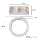 Extreme Rare Find - Natural Type A White Jade Dragon Carved Stone Band Ring 35.00 Ct.