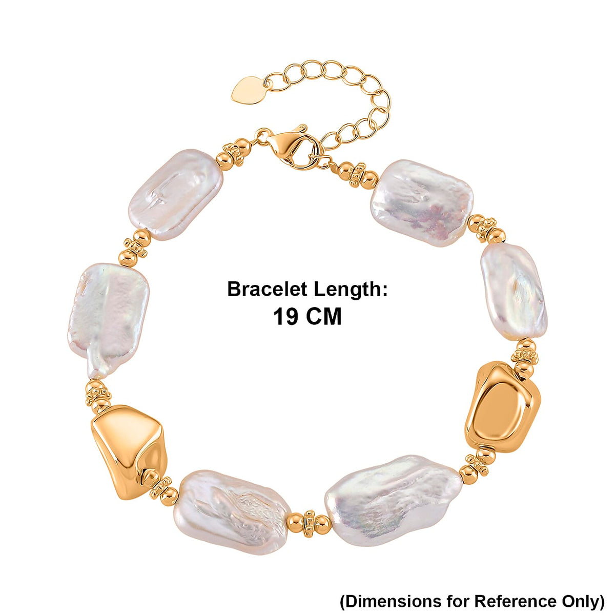 Designer Inspired White Keshi Pearl Bracelet (Size - 7.5-2) with Lobster Clasp in Yellow Gold Tone 60.00 Ct. 8486947 6