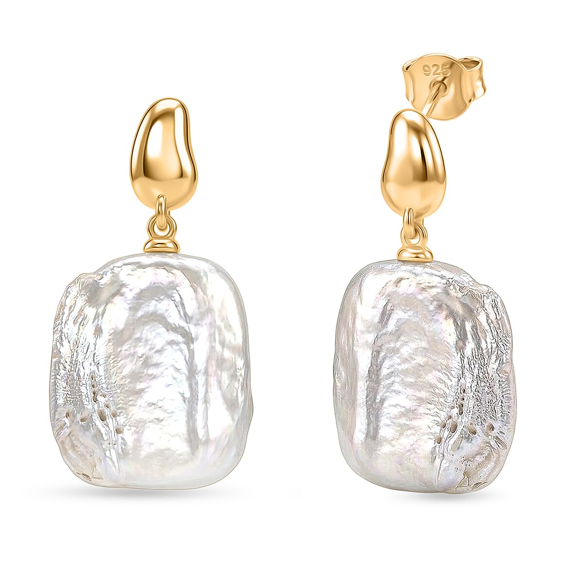 White Keshi Pearl Solitaire Earring with Push Back 8485339 0
