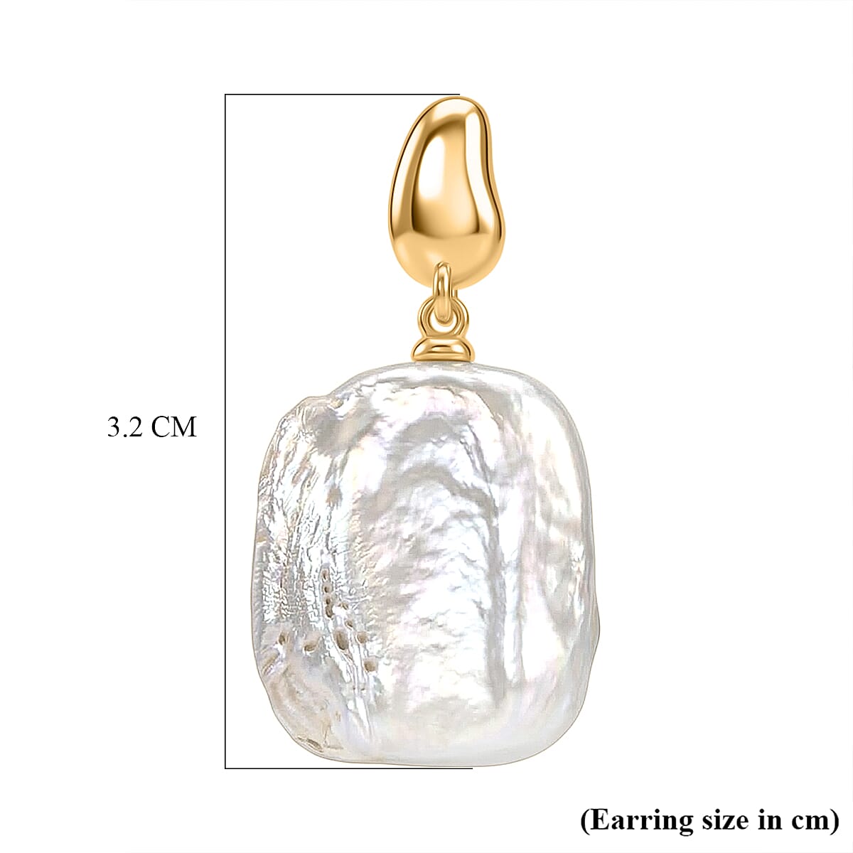 White Keshi Pearl Solitaire Earring with Push Back 8485339 6
