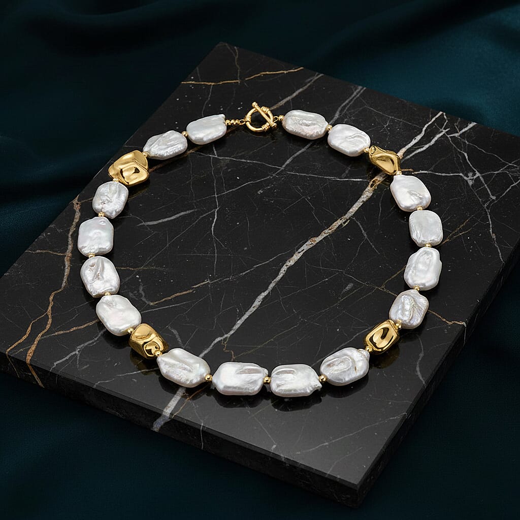 Designer Inspired - White Keshi Pearl Necklace (Size 18) 8364347 2