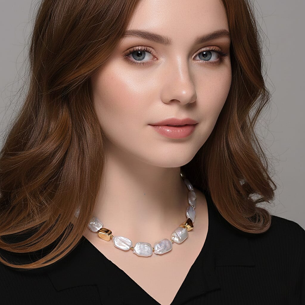 Designer Inspired - White Keshi Pearl Necklace (Size 18) 8364347 3