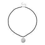 White Coin Pearl & Black Spinel Necklace (Size - 18-2 Inch Ext) 50.00 Ct.