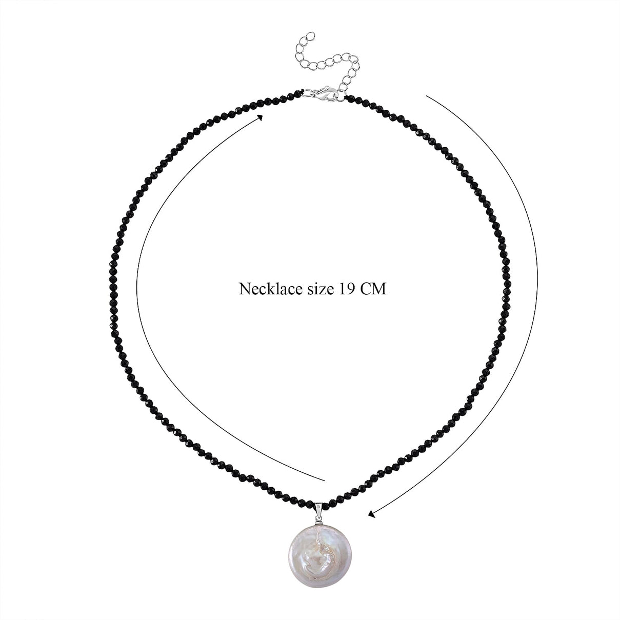 White Coin Pearl &amp; Black Spinel Necklace (Size - 18+2 Inch Ext) 50.00 Ct. 8364062 6