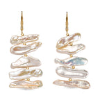 White Keshi Pearl Earring in 18K Vermeil Yellow Gold Plated Sterling Silver 35.00 Ct.