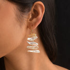 White Keshi Pearl Earring in 18K Vermeil Yellow Gold Plated Sterling Silver 35.00 Ct.