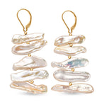 White Keshi Pearl Earring in 18K Vermeil Yellow Gold Plated Sterling Silver 35.00 Ct.