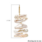 White Keshi Pearl Earring in 18K Vermeil Yellow Gold Plated Sterling Silver 35.00 Ct.