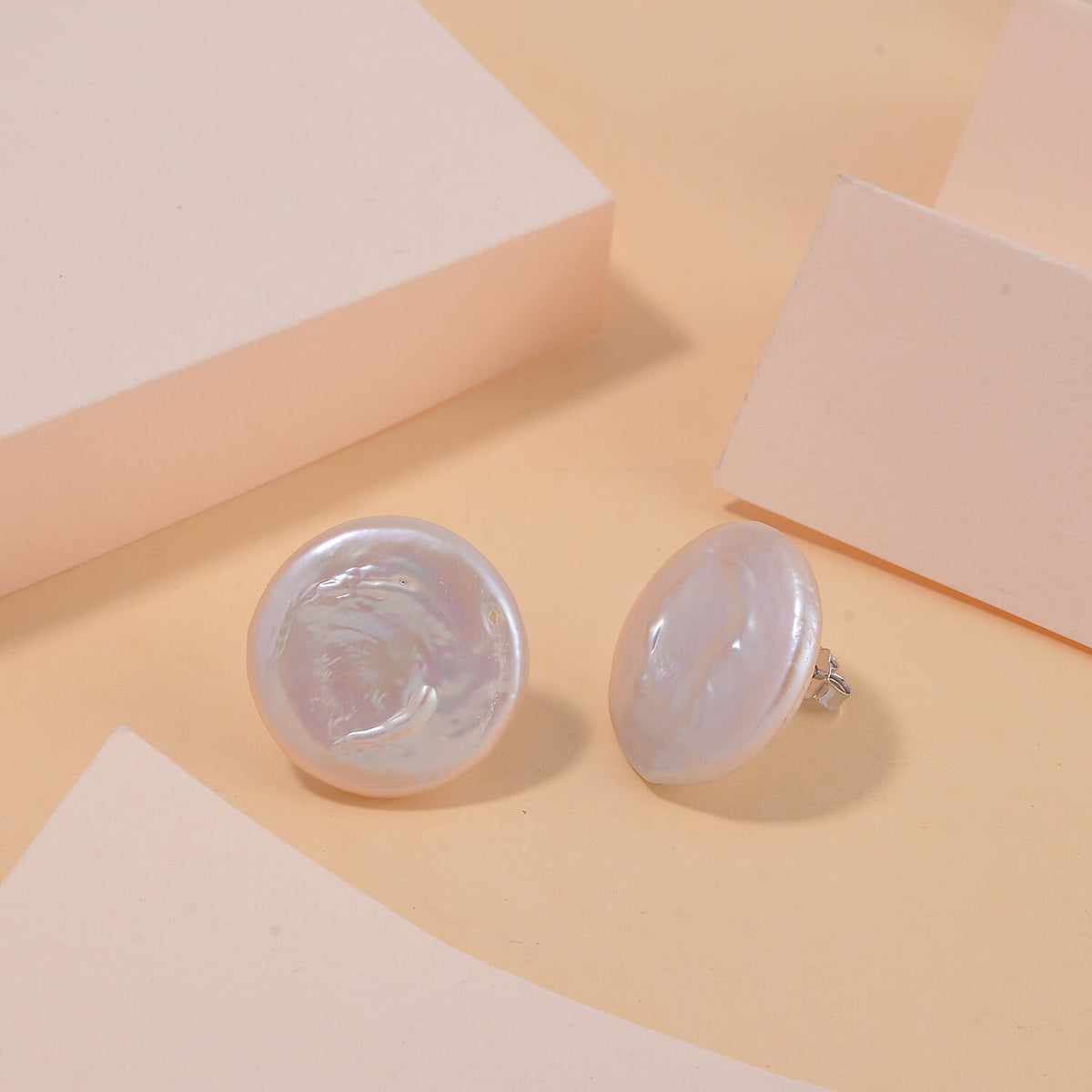 White Keshi Pearl Stud Earrings in Rhodium Overlay Sterling Silver 19.00 Ct 7794839 2