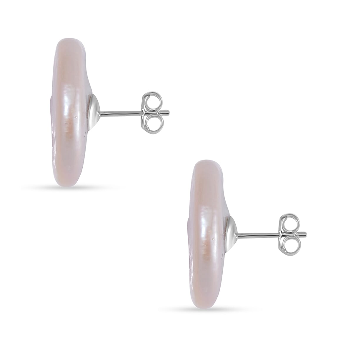White Keshi Pearl Stud Earrings in Rhodium Overlay Sterling Silver 19.00 Ct 7794839 4