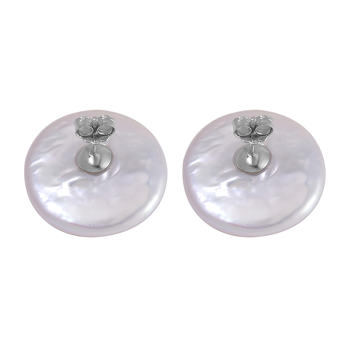 White Keshi Pearl Stud Earrings in Rhodium Overlay Sterling Silver 19.00 Ct 7794839 5