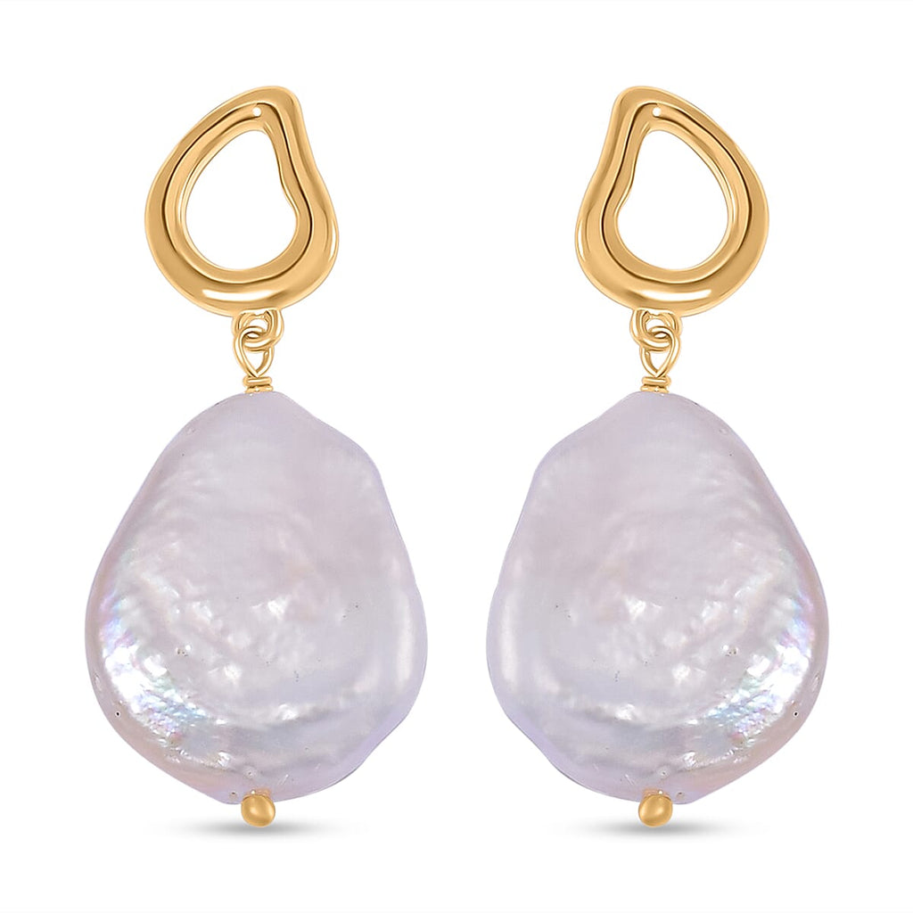 White Keshi Pearl Earrings in Sterling Silver