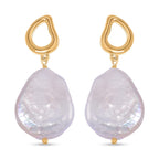 White Keshi Pearl Earrings in Sterling Silver