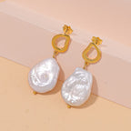 White Keshi Pearl Earrings in Sterling Silver