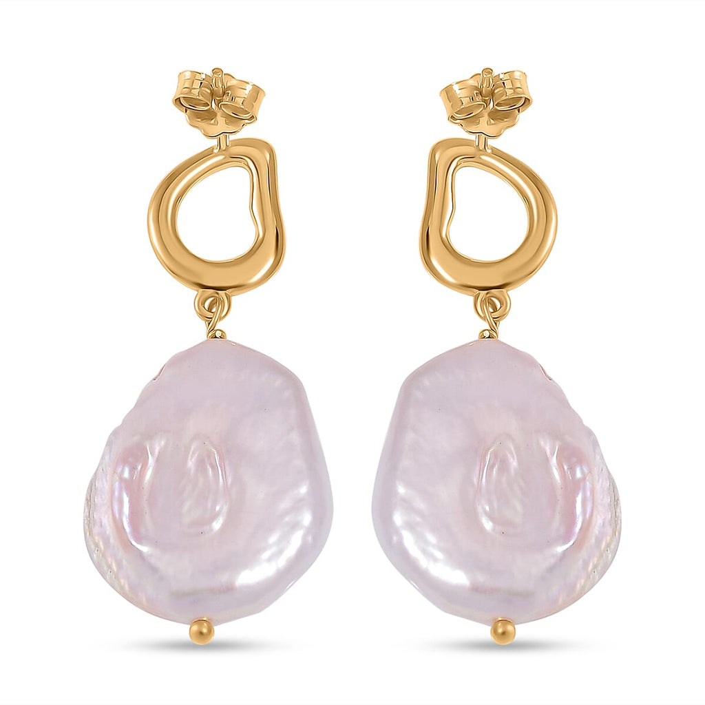 White Keshi Pearl Earrings in Sterling Silver