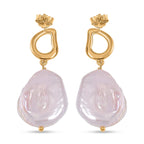 White Keshi Pearl Earrings in Sterling Silver