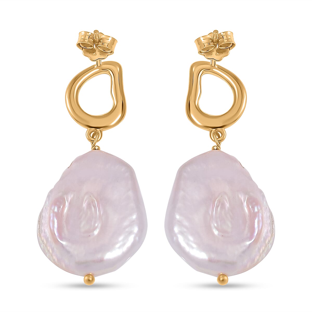 White Keshi Pearl Earrings in Yellow Gold Overlay Sterling Silver 7805335 4
