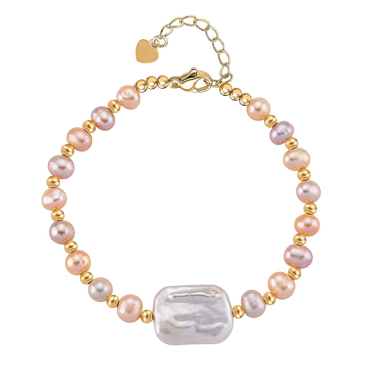 White Keshi Pearl &amp; Multi Color Fresh Water Pearl Bracelet 8199353 0