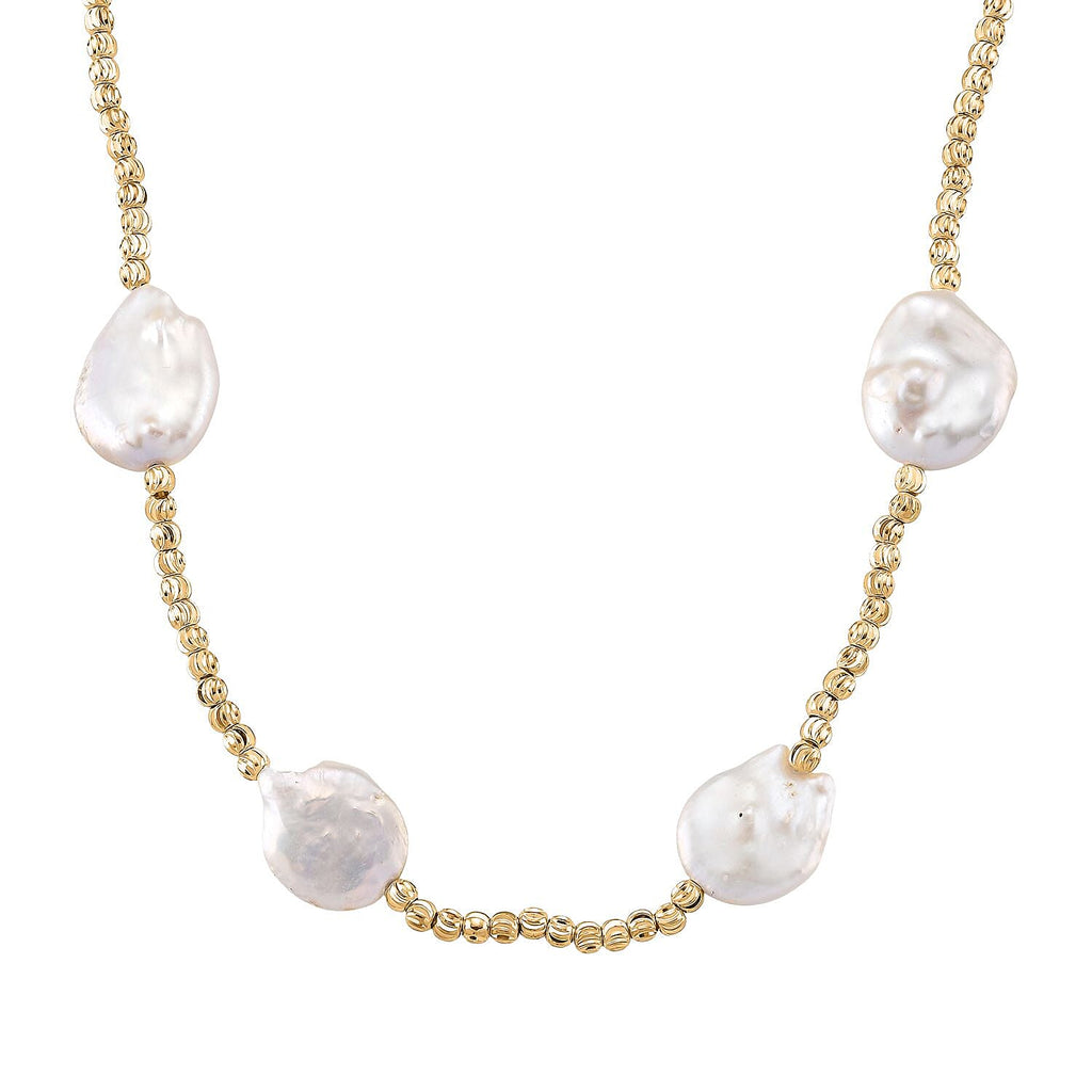 White Keshi Pearl Necklace (Size 18 - 2 Ext) with Lobster Clasp