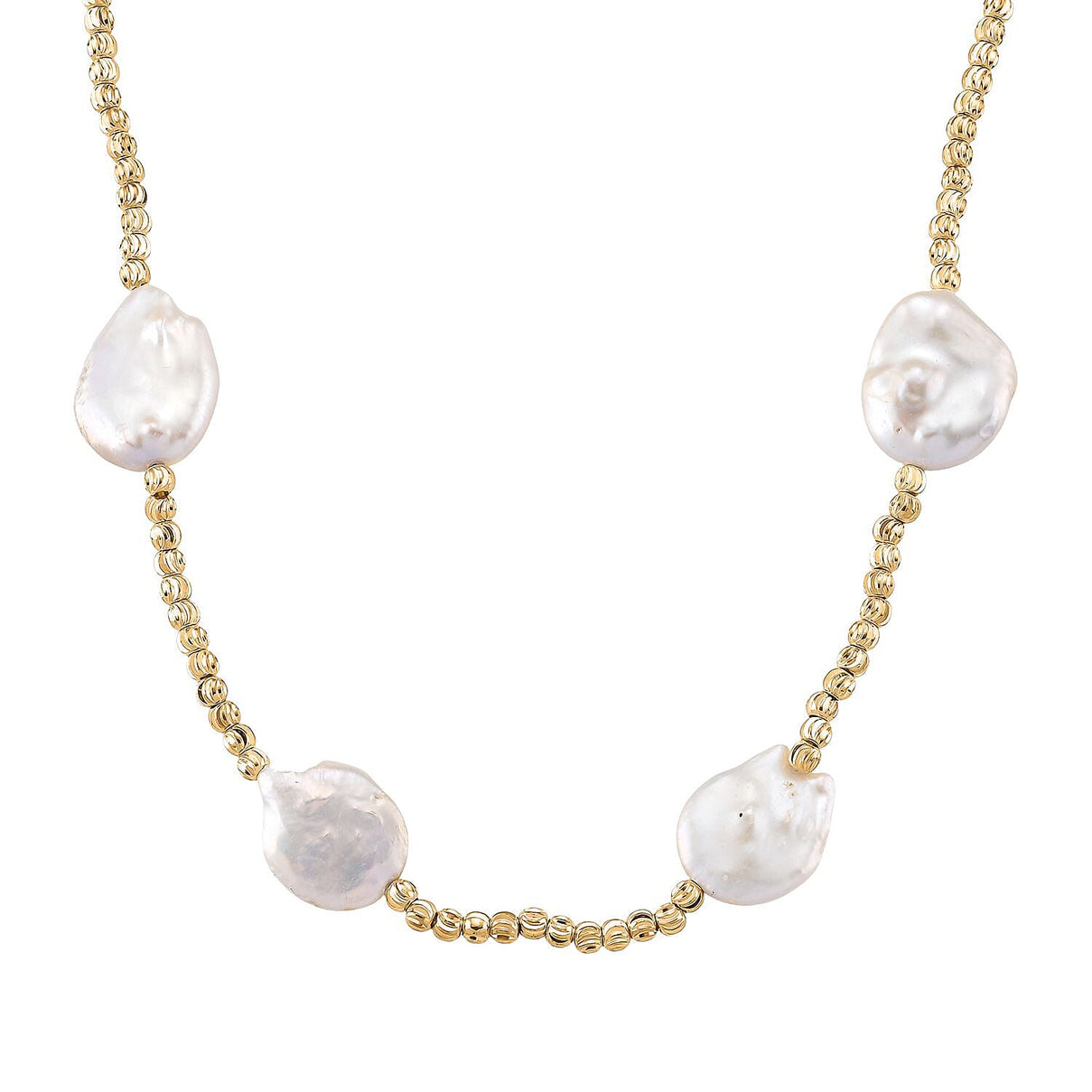 White Keshi Pearl Necklace (Size 18 - 2 Ext) with Lobster Clasp 8181310 0
