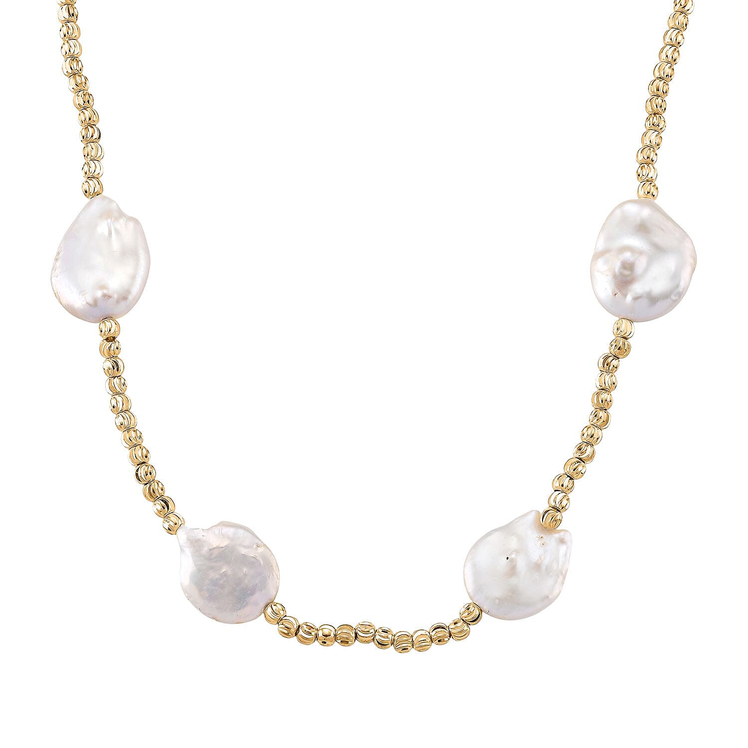 White Keshi Pearl Necklace (Size 18 - 2 Ext) with Lobster Clasp 8181310 0