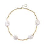 White Keshi Pearl Necklace (Size 18 - 2 Ext) with Lobster Clasp