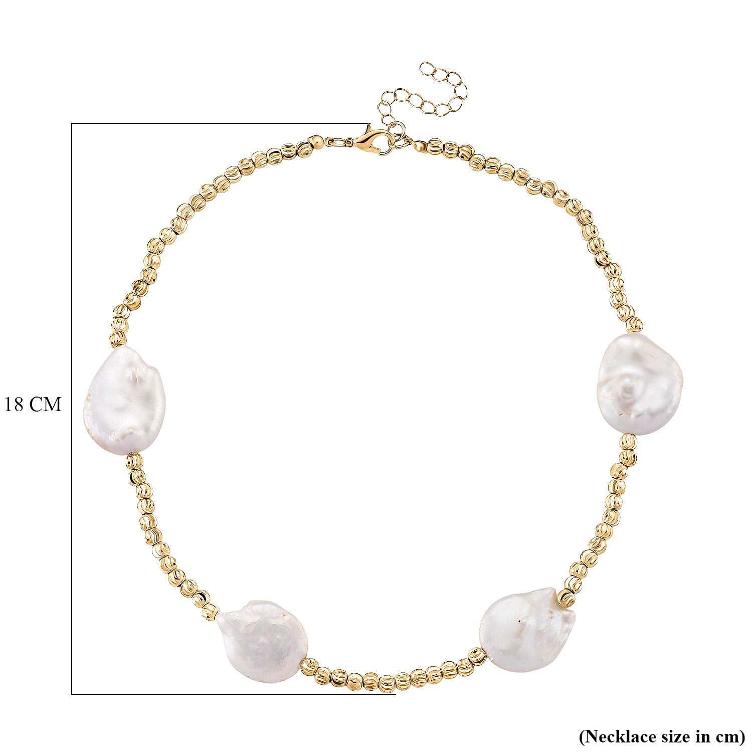 White Keshi Pearl Necklace (Size 18 - 2 Ext) with Lobster Clasp 8181310 6
