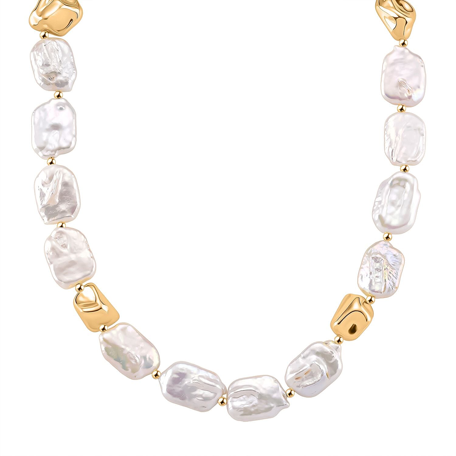 White Keshi Pearl Necklace (Size 20) with T-Bar Clasp 8201718 6