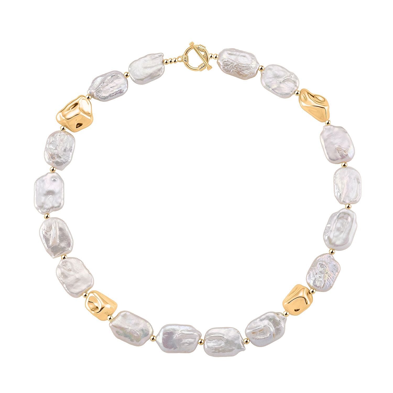 White Keshi Pearl Necklace (Size 20) with T-Bar Clasp 8201718 9