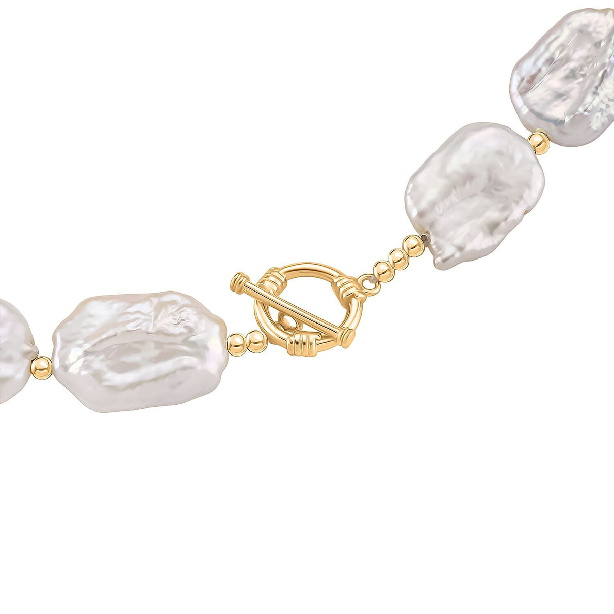 White Keshi Pearl Necklace (Size 20) with T-Bar Clasp 8201718 10