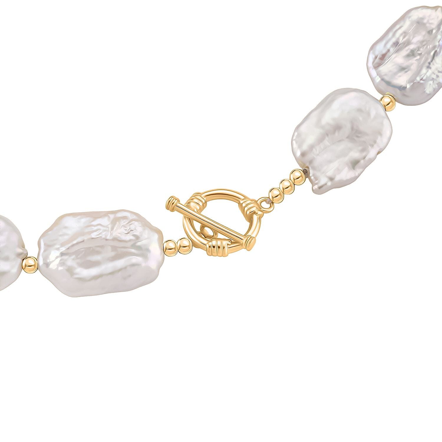 White Keshi Pearl Necklace (Size 20) with T-Bar Clasp 8201718 10