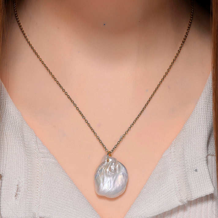 One Time Deal- White Keshi Pearl Pendant with Chain (Size - 20) V32671903 2