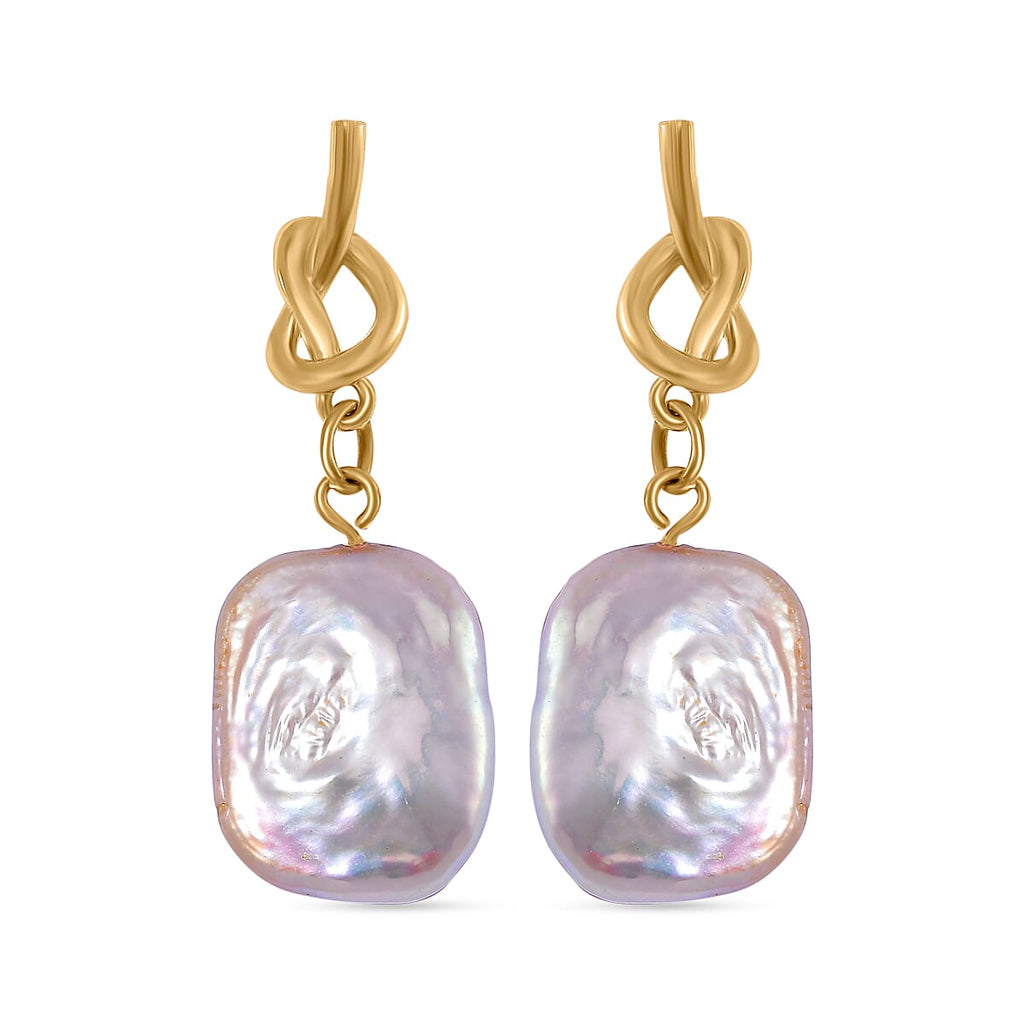 White Keshi Pearl Push Back Earrings