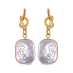 White Keshi Pearl Push Back Earrings