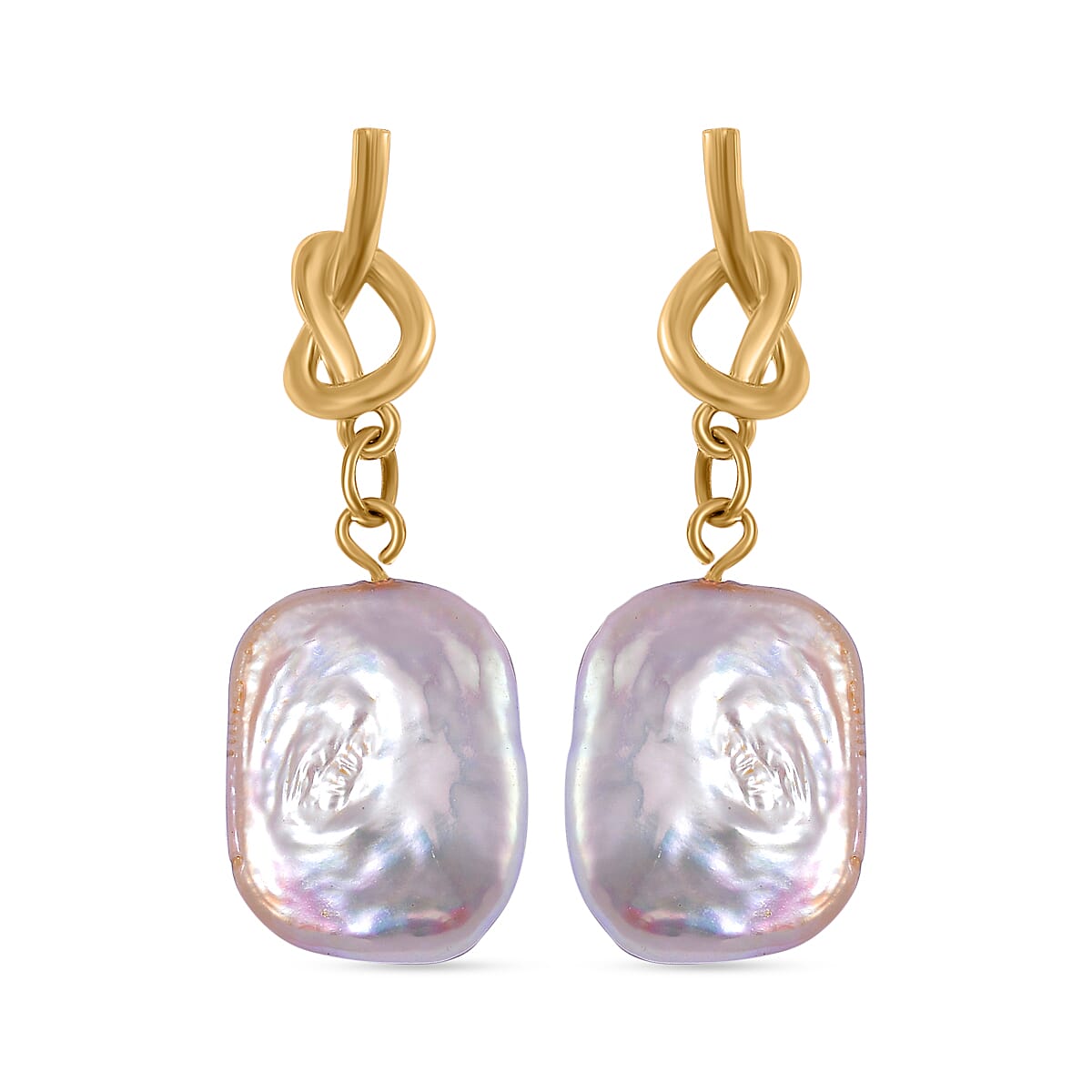 White Keshi Pearl Push Back Earrings 7981439 0
