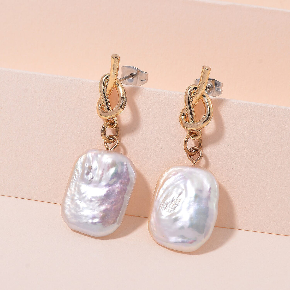 White Keshi Pearl Push Back Earrings 7981439 1