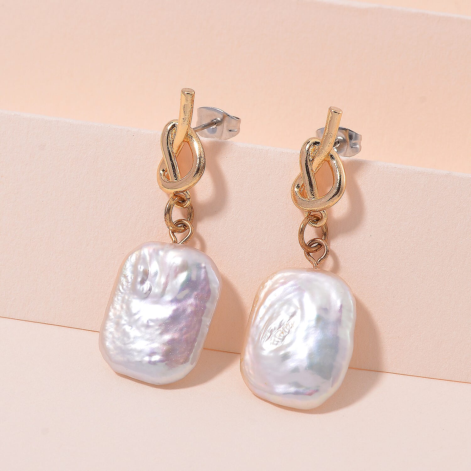 White Keshi Pearl Push Back Earrings 7981439 1