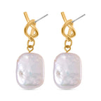 White Keshi Pearl Push Back Earrings