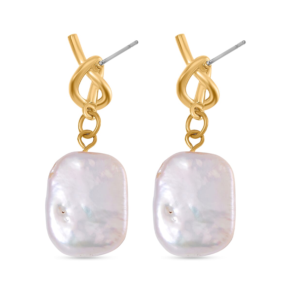 White Keshi Pearl Push Back Earrings 7981439 4