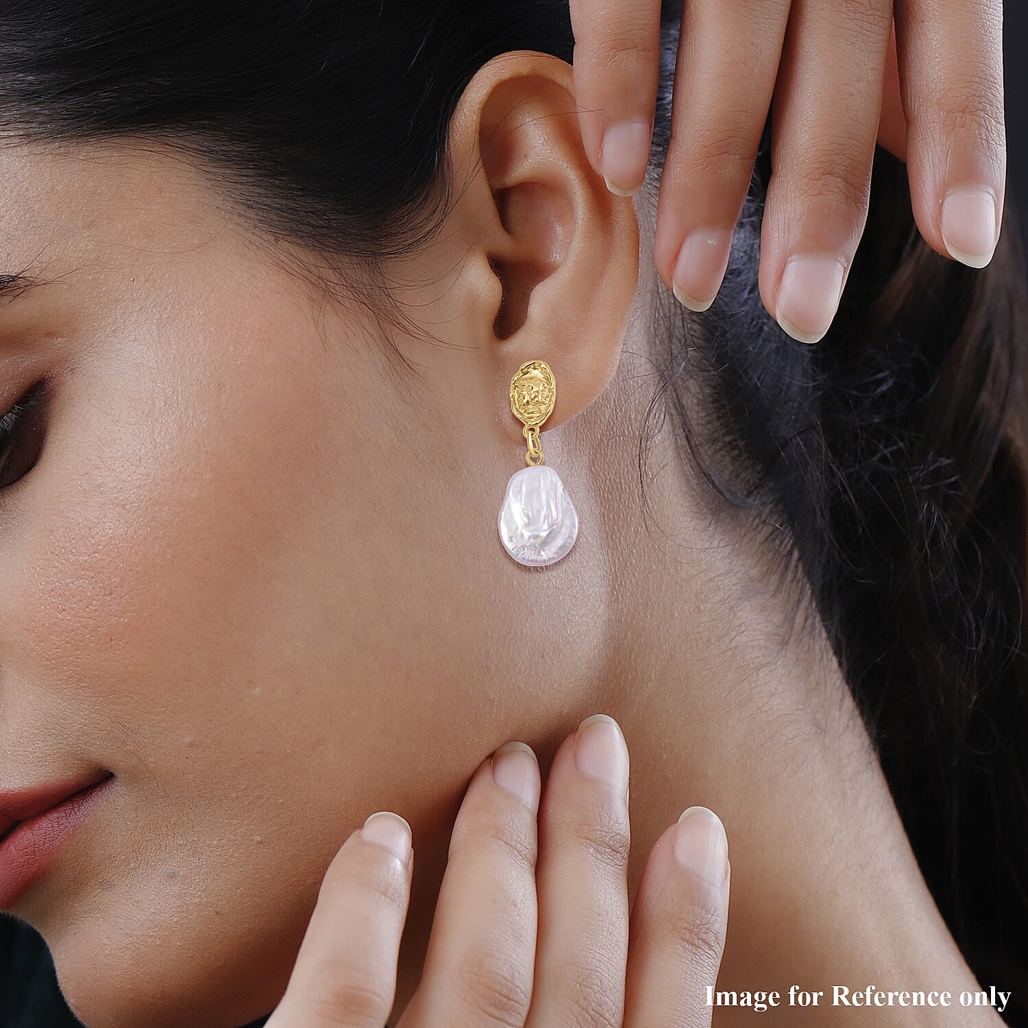 White Keshi Pearl Push Back Earring 7981441 2
