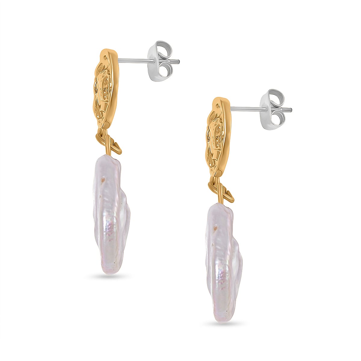 White Keshi Pearl Push Back Earring 7981441 3