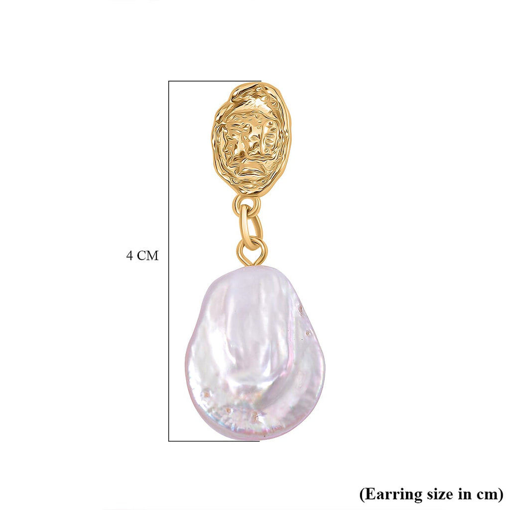 White Keshi Pearl Push Back Earring