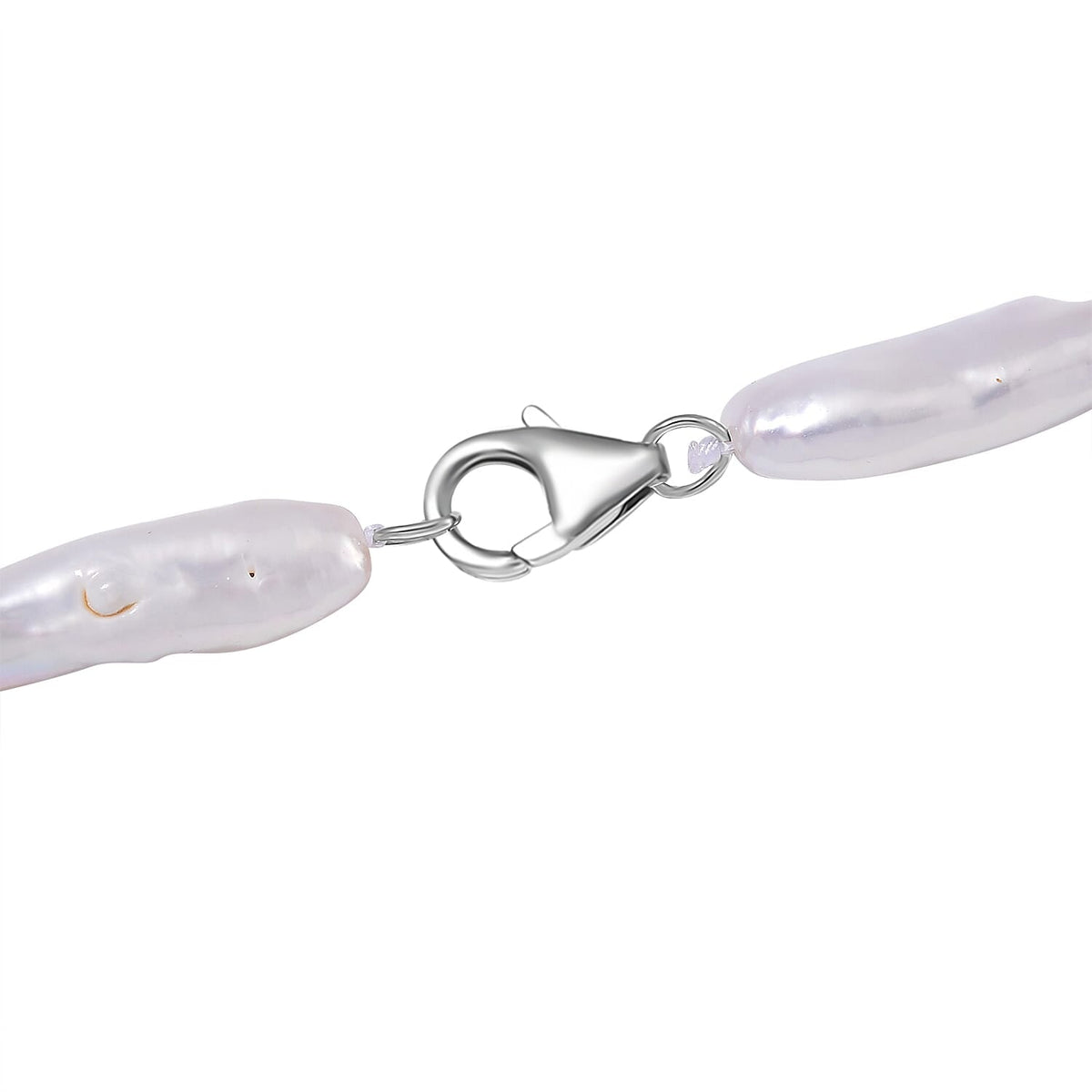 White Keshi Pearl,White Fresh Water Pearl Necklace (Size - 20) in Rhodium Overlay Sterling Silver 95.00 Ct 7964275 4