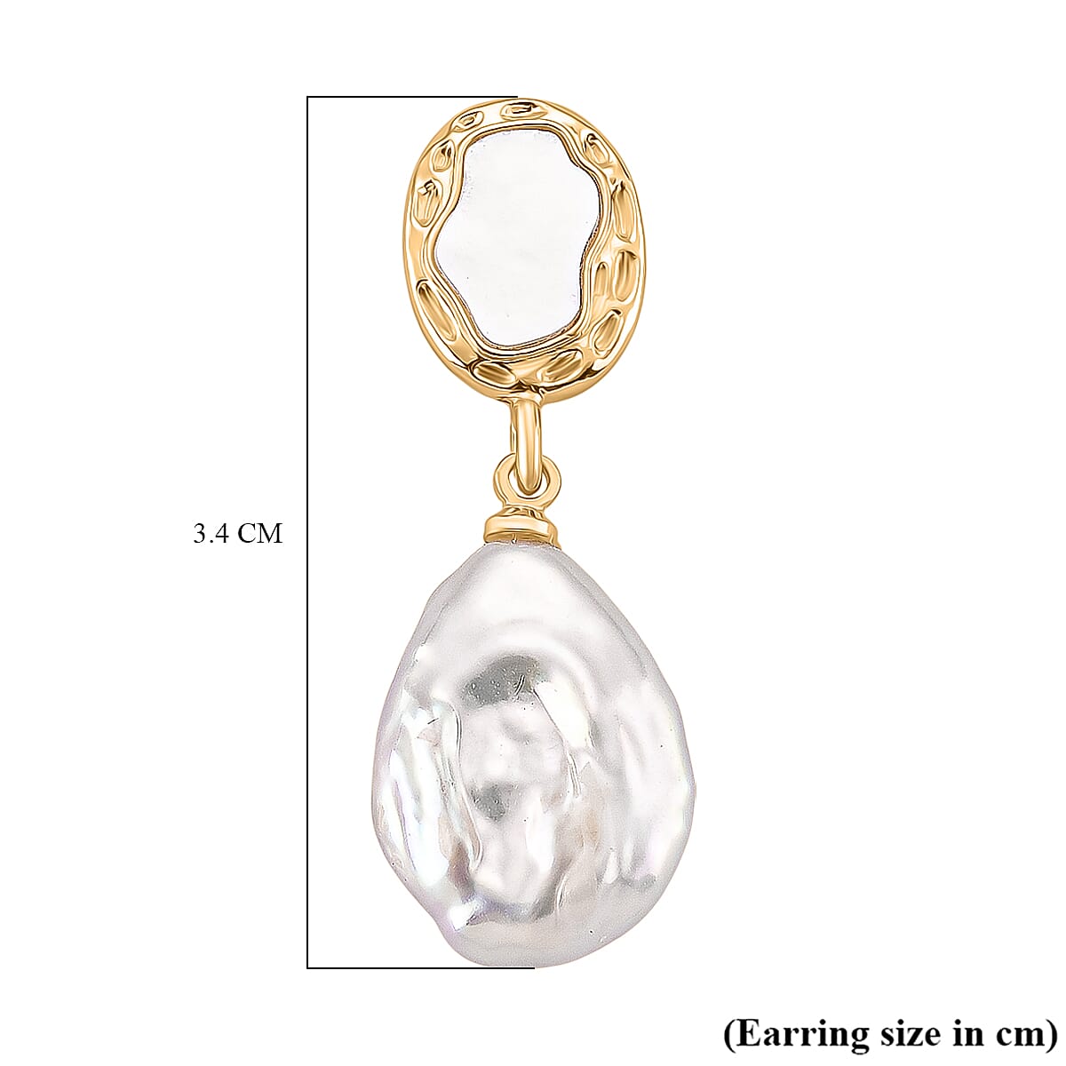 White Keshi Pearl &amp; White Mother Of Pearl Earring with Push Back in Yellow Gold Plated 14.00 Ct. 8221047 5