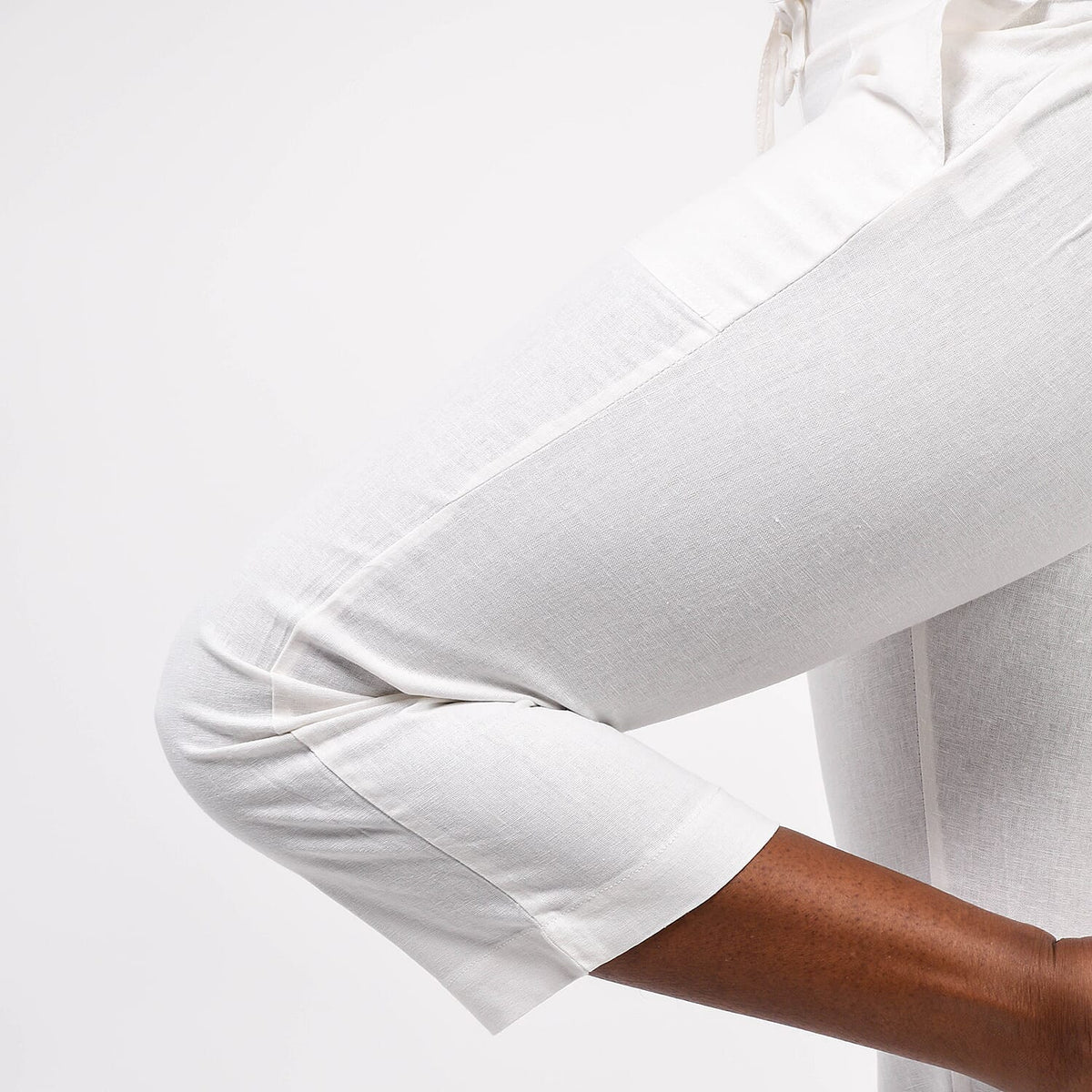 Linen Cropped Trousers (Size 14) - White 6346543 3