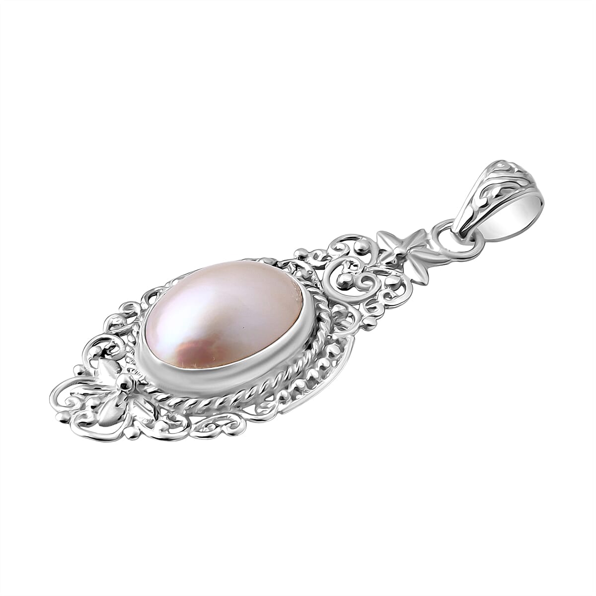 D'joy Royal Bali Collection White Mabe Pearl Pendant in Sterling Silver 5.11 Ct. 8234787 3