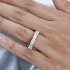 Moissanite 7 Stone Ring in Platinum Overlay Sterling Silver 1.68 Ct.