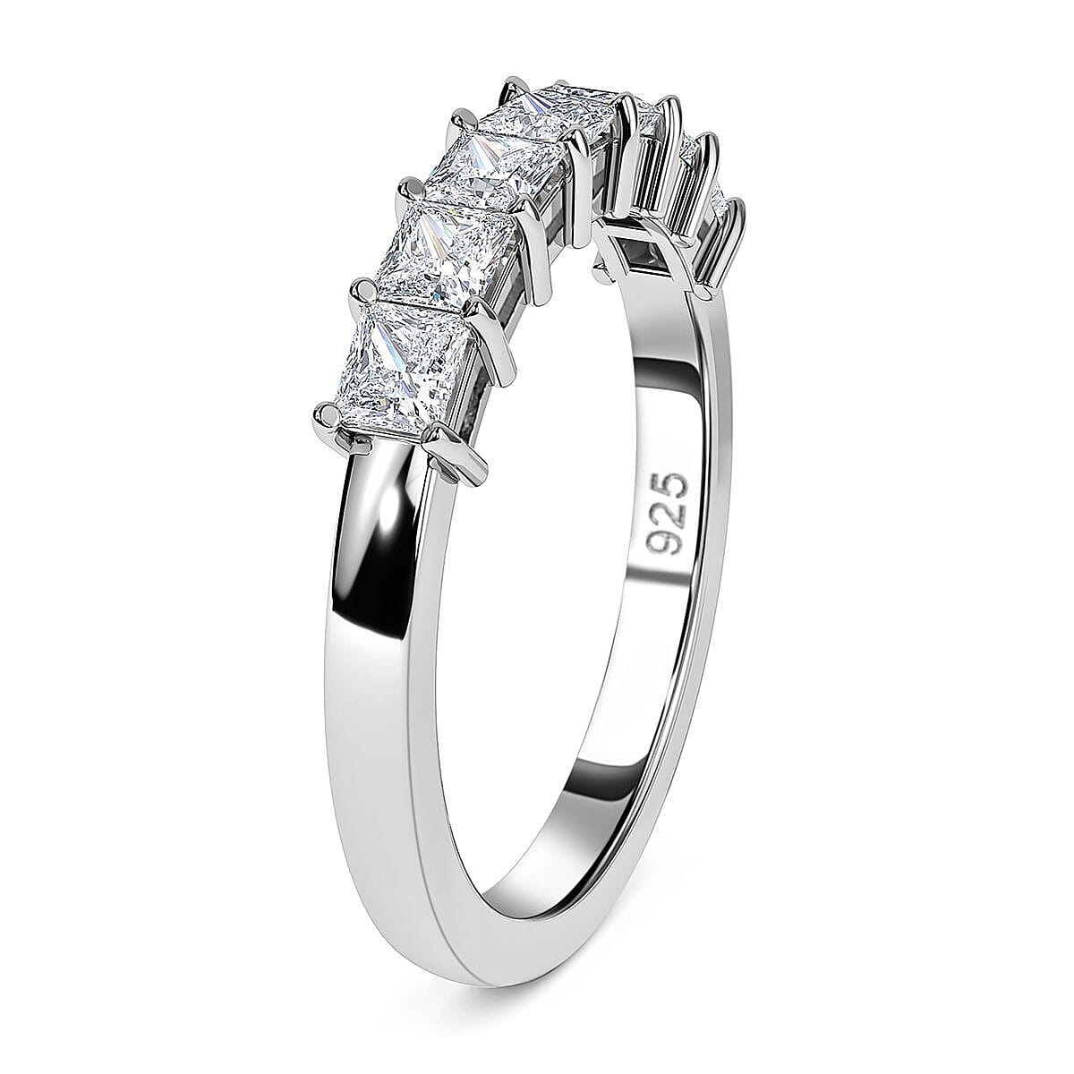 Moissanite 7 Stone Ring in Platinum Overlay Sterling Silver 1.68 Ct. 7641030 3