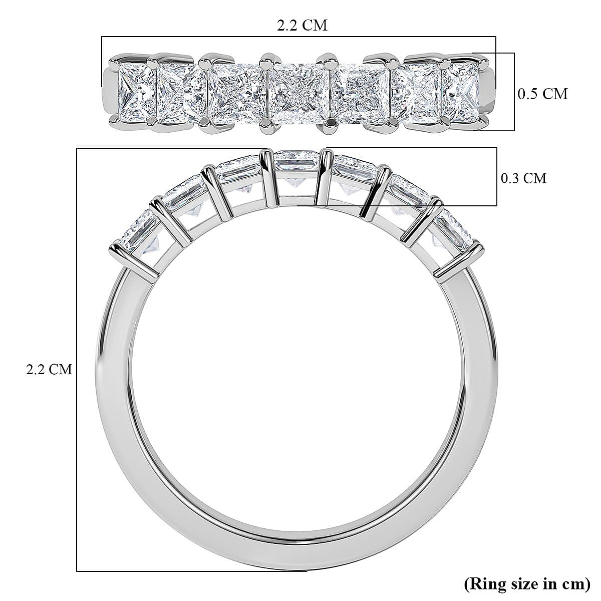 Moissanite 7 Stone Ring in Platinum Overlay Sterling Silver 1.68 Ct. 7641030 5