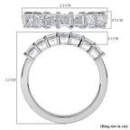 Moissanite 7 Stone Ring in Platinum Overlay Sterling Silver 1.68 Ct.
